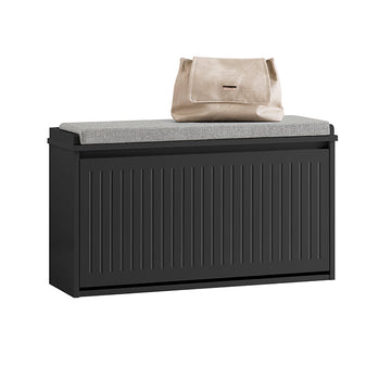 Schoenenkast - Schoenenopberger - Schoenenorganizer - Inclusief Zitkussen - MDF, Grijs - 80x45x26cm