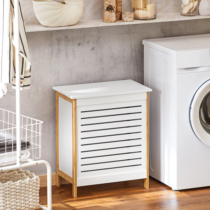 Waskist - Wasverzamelaar - Wasmand - MDF en Bamboe - Ruime opbergruimte - Chique ontwerp - Eenvoudige montage - 50 cm x 30 cm x 60 cm