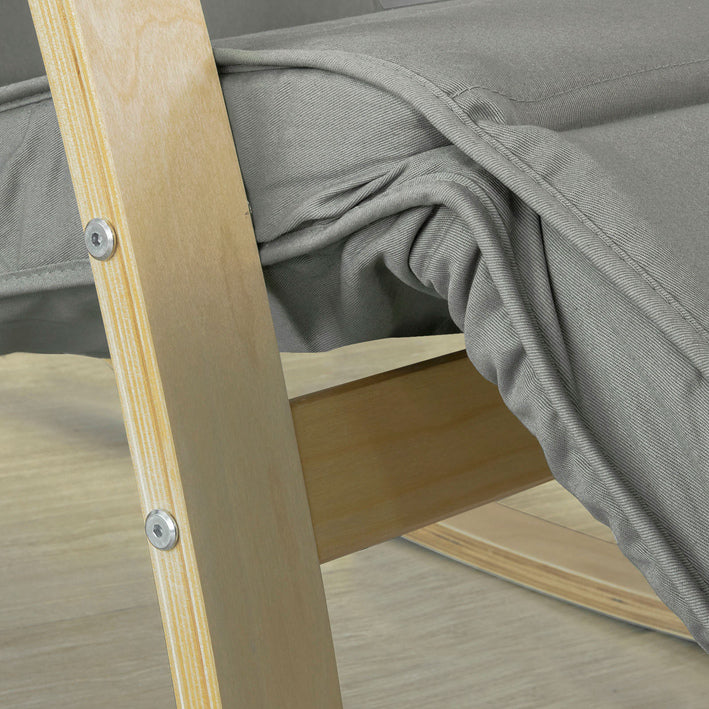 Schommelstoel - Verzorgingsstoel - Ontspanningsstoel - Verstelbare voetsteun, wasbare gelamineerde stoffen bekleding, stevig berkenhout en stalen frame - 56 cm x 90 cm x 80 cm