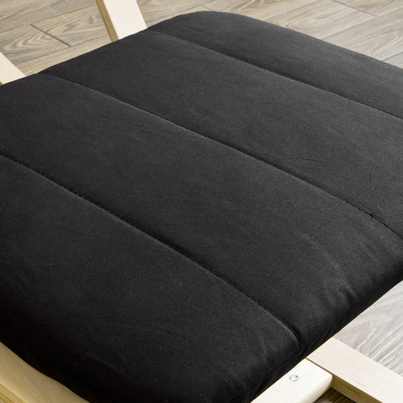 Moderne Voetenbank - Voetensteun - Kruk - Hoes van 100% katoen - Afneembaar en wasbaar - Stabiel berkenhouten frame - 51cm x 45cm x 39cm - Zwart