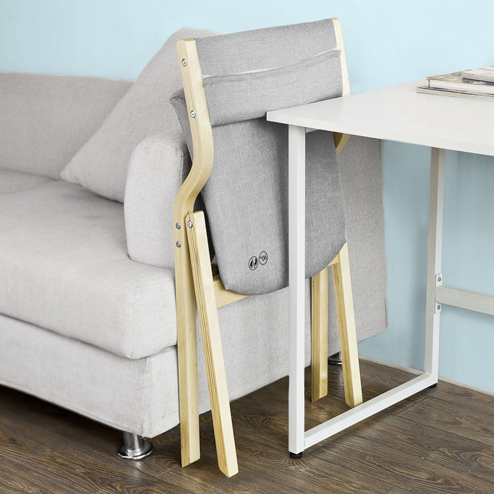 Klapstoel - Keukenstoel - Bureaustoel voor kinderen - Berkenhouten frame - Gewatteerd comfort - Afneembare wasbare hoes - 48 cm x 14 cm x 91 cm
