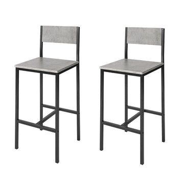 2-delige barkrukset - tegenkruk - barstoelen - comfortabele rugleuning - voetsteunen - ideaal voor bars en cafés - metalen frame - 38 cm x 95 cm x 40 cm