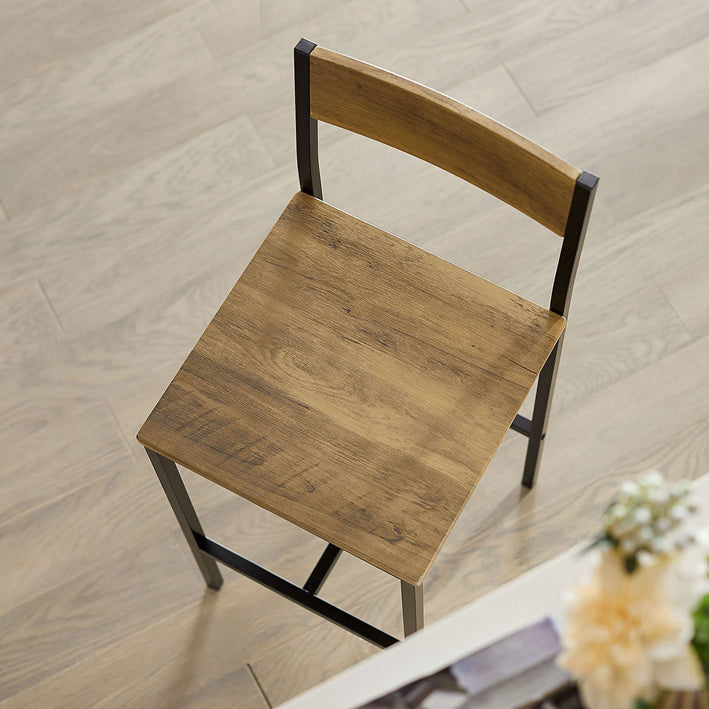 barkruk set van 2 - tegenkruk - hoge stoelen - comfortabele rugleuning - voetsteun - ideaal voor bar en keuken - metalen frame - MDF zitting met PVC hoes - 38 cm x 96 cm x 44 cm