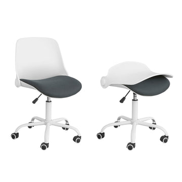 Verstelbare Bureaustoel - Jeugddraaistoel - Bureaustoel Wit - Opvouwbare rugleuning - Gladde 360° wielen - In hoogte verstelbaar - 83-95cm x 50-62cm Zithoogte