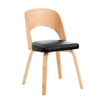Ergonomische Gebogen Houten Eetkamerstoel - Keukenstoel - Bureaustoel - Gewatteerd Zitcomfort - 48cm x 79cm x 55cm