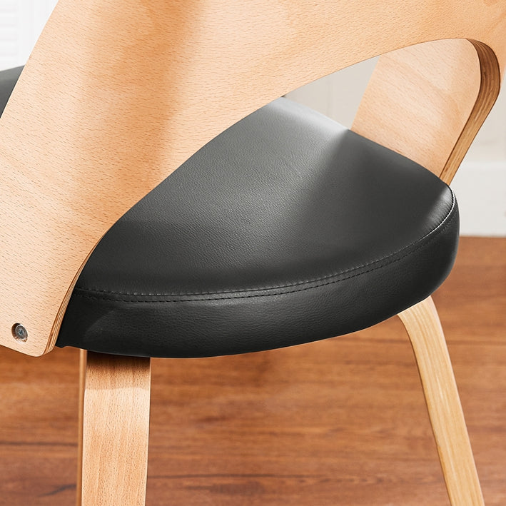 Ergonomische Gebogen Houten Eetkamerstoel - Keukenstoel - Bureaustoel - Gewatteerd Zitcomfort - 48cm x 79cm x 55cm