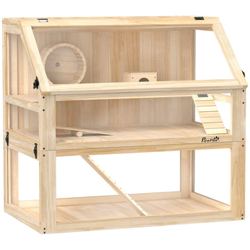 Hamsterkooi met 3 verdiepingen en accessoires | Kleur: Bruin | Afmetingen: 50x80x76 cm
