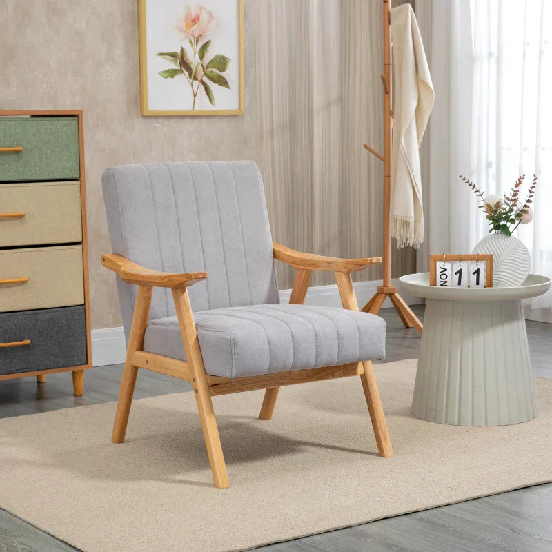 Sessel mit Samtoptik - Scandi Loungesessel | Farbe: Hellgrau | Abmessungen: 68x74x82 cm
