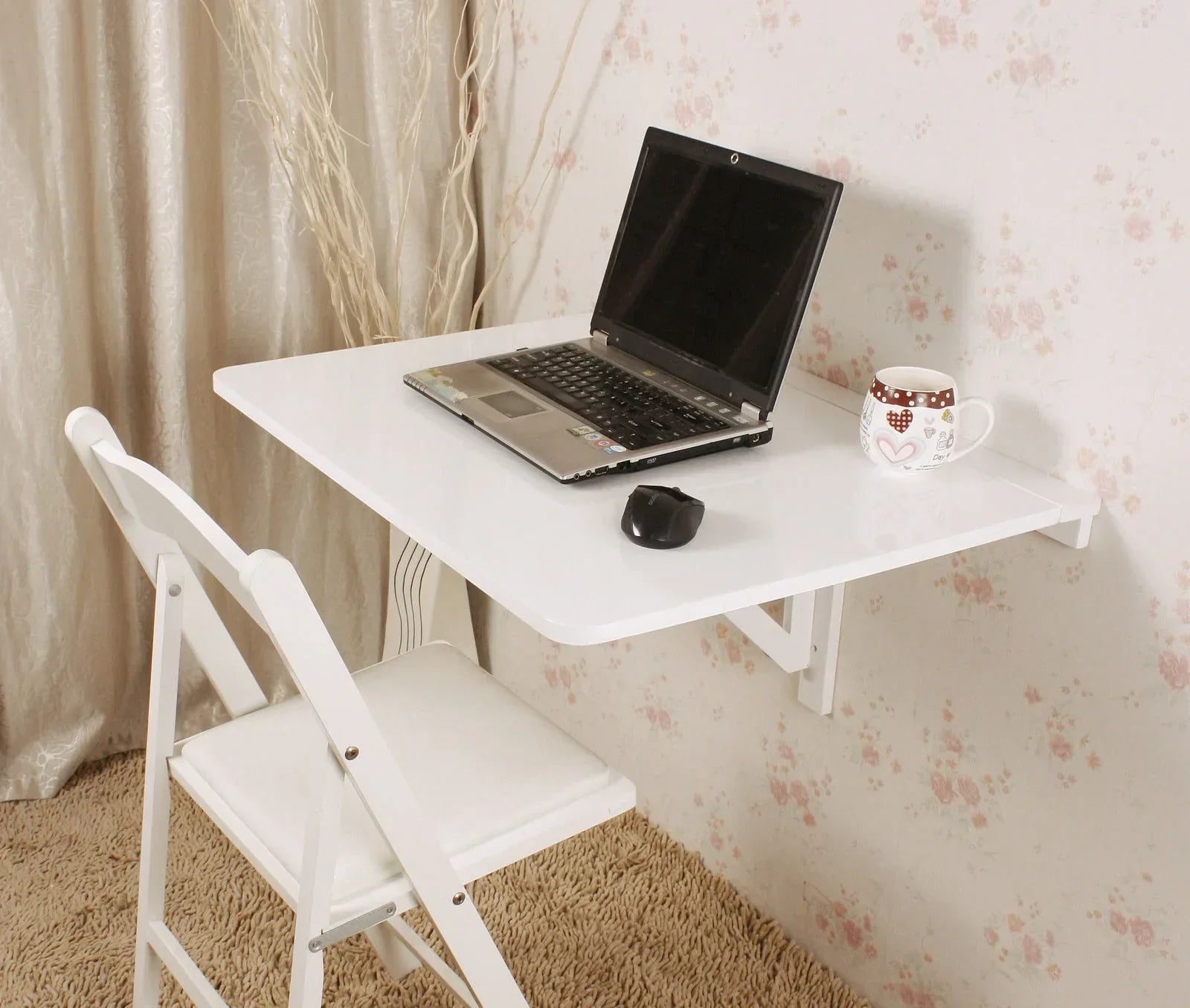 Opklapbaar, aan de muur gemonteerd, neerklapbaar tafelbureau - Houten keukeneettafel