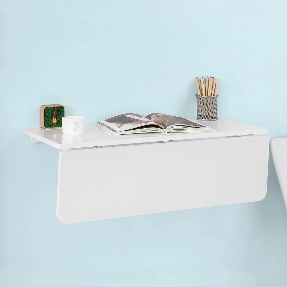 Opklapbare, aan de muur gemonteerde klaptafel, keukeneettafel, houten kinderbureau