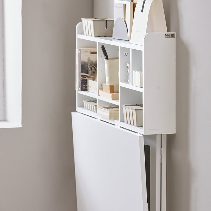 Klaptafel voor wandmontage - Eettafel - Kast met planken - Verstelbare opbergruimte - Ruimtebesparend ontwerp - Eenvoudige montage - Wit - 90 cm x 78 cm x 60 cm