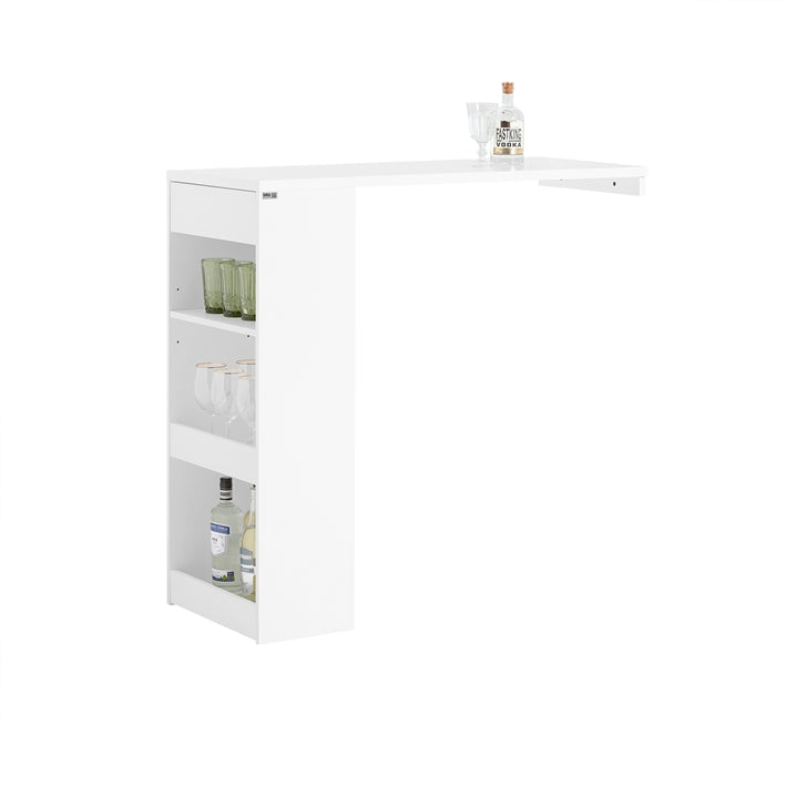 Verstelbare Bartafel - Eettafel - Wandgemonteerde tafel - MDF-constructie - Ruimtebesparend ontwerp - Verstelbare hoogte - Eenvoudige montage - Wit - 110 cm x 106 cm x 45 cm