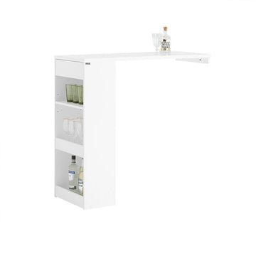 Verstelbare Bartafel - Eettafel - Wandgemonteerde tafel - MDF-constructie - Ruimtebesparend ontwerp - Verstelbare hoogte - Eenvoudige montage - Wit - 110 cm x 106 cm x 45 cm