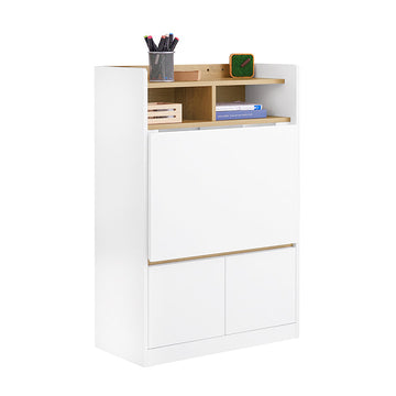 multifunctioneel opklapbaar bureau - converteerbare plank - laptoptafel - voldoende opbergruimte - 63x93x67cm - ruimtebesparende oplossing
