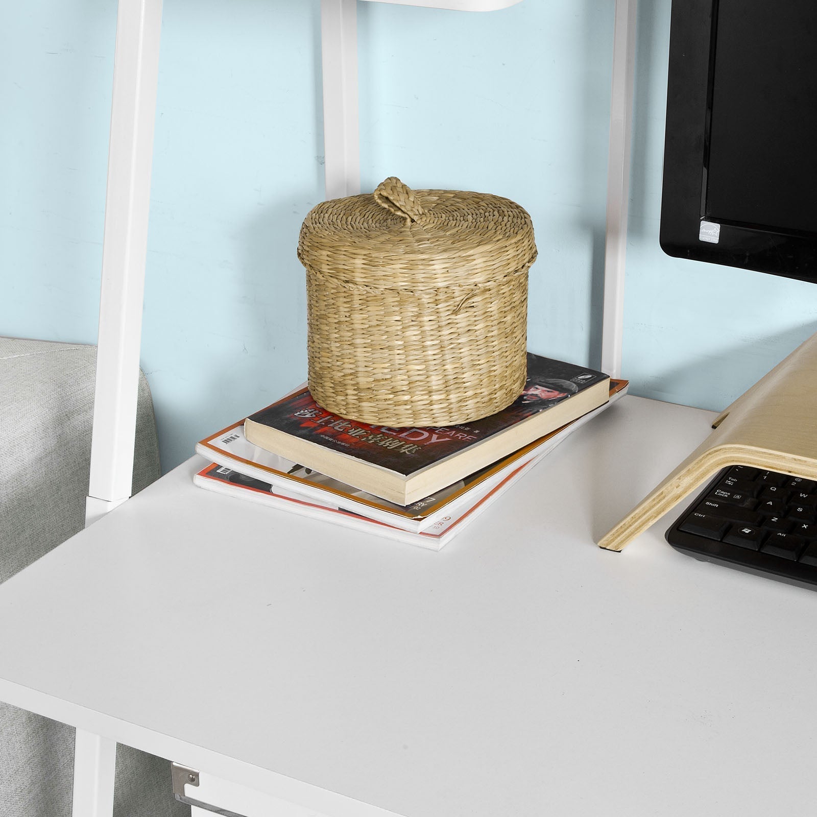 Modern Bureau met Planken - Kinderbureau - Computerbureau - Stevige spaanplaat - Ruime opbergruimte - Stijlvol ontwerp - Ca. B102xD50xH75/117cm