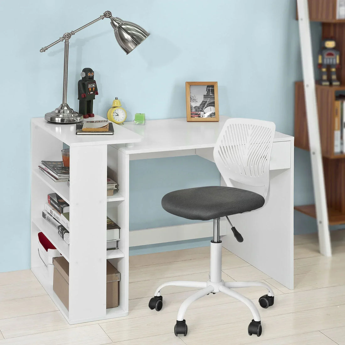 Thuiskantoor Tafelbureau- Computerbureau Computerwerkstation met opbergplanken