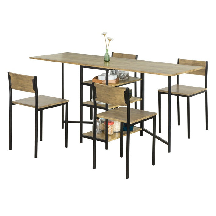Opvouwbare eettafel - Keukentafel - Houten tafel - Uitschuifbaar blad - Ruimtebesparend ontwerp - Stevig metalen frame - 180 cm x 77 cm x 60 cm