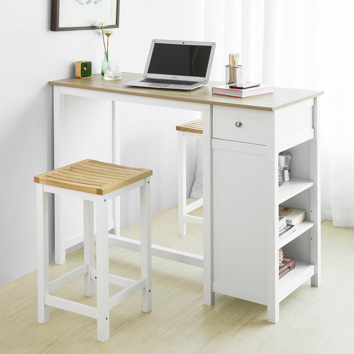 Aanrecht Ontbijtbar - Bistro Eiland - Opbergplanken - Voor-/achterlade - PB en MDF - 120x90x55cm - Wit - SoBuy Kruk Compatibel