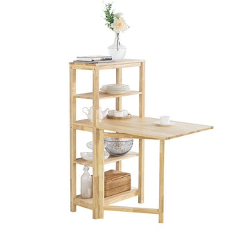 Opvouwbare Eetkamertafel - Keukentafel - Houten Tafel - Uitbreidbaar blad - Duurzaam Rubberhout - Gemakkelijk op te bergen - 98 cm x 126 cm x 60 cm