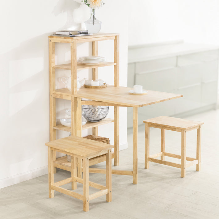 Opvouwbare Eetkamertafel - Keukentafel - Houten Tafel - Uitbreidbaar blad - Duurzaam Rubberhout - Gemakkelijk op te bergen - 98 cm x 126 cm x 60 cm