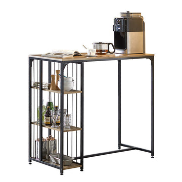 Moderne Bartafel - Keukentafel - Eettafel - Industrieel Design - Ruime opbergruimte met 3 planken - Stevig metalen frame - Krasbestendige vloerbeschermers - 115 cm x 107 cm x 50 cm - Vintage bruin of lichtgrijs opties
