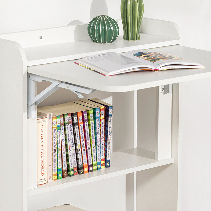 Opvouwbaar Bureau - Computerbureau - Werktafel - Multifunctioneel, ruimtebesparend, veilig slotontwerp - Wit - 64 cm x 82 cm x 58 cm