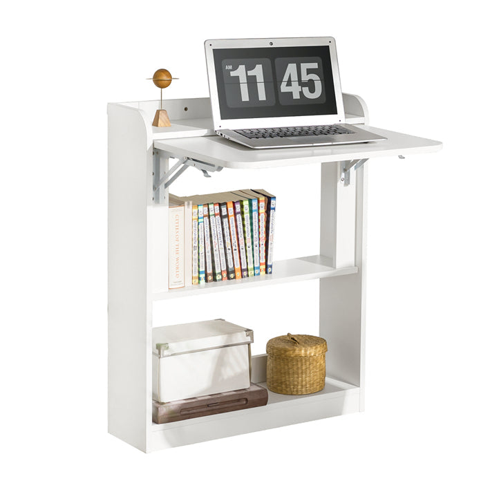Opvouwbaar Bureau - Computerbureau - Werktafel - Multifunctioneel, ruimtebesparend, veilig slotontwerp - Wit - 64 cm x 82 cm x 58 cm