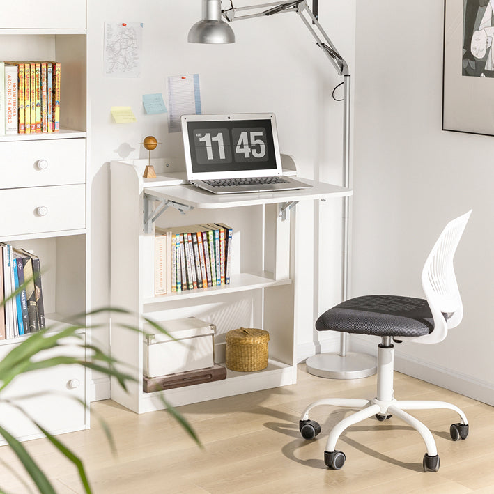 Opvouwbaar Bureau - Computerbureau - Werktafel - Multifunctioneel, ruimtebesparend, veilig slotontwerp - Wit - 64 cm x 82 cm x 58 cm