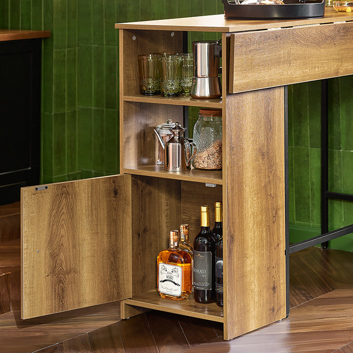 Uitbreidbare Bartafel - Keukentafel - Eettafel - Industrieel Ontwerp - Opbergruimte - Stabiele en Verstelbare Voeten - 120cm x 95cm x 63cm
