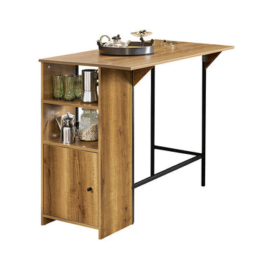 Uitbreidbare Bartafel - Keukentafel - Eettafel - Industrieel Ontwerp - Opbergruimte - Stabiele en Verstelbare Voeten - 120cm x 95cm x 63cm