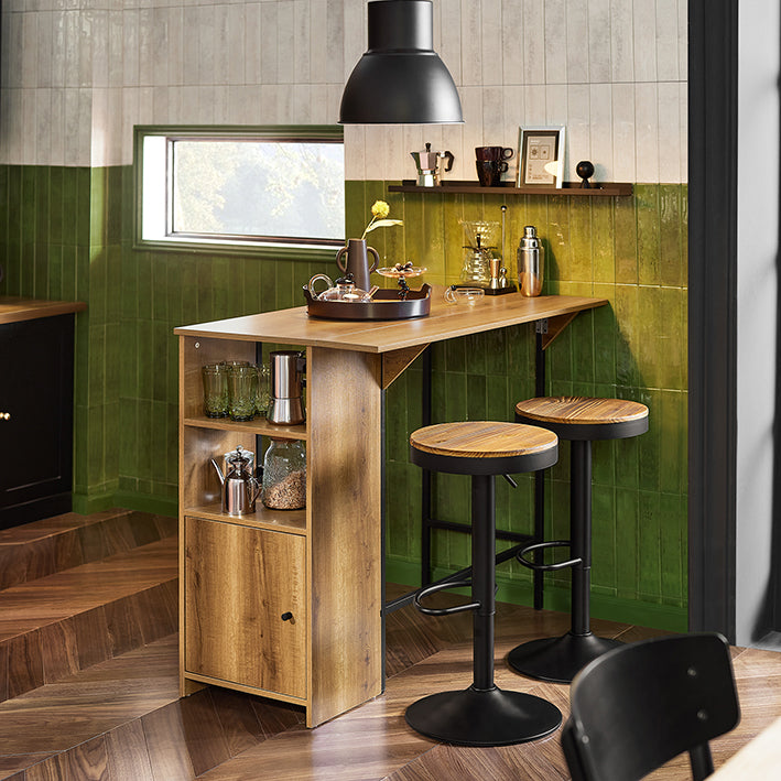 Uitbreidbare Bartafel - Keukentafel - Eettafel - Industrieel Ontwerp - Opbergruimte - Stabiele en Verstelbare Voeten - 120cm x 95cm x 63cm