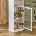 Bartafel - Eettafel - Keukentafel - MDF & Rubberhout - Wijnglashouder - Ruime opbergruimte - Eenvoudige montage - 108 cm x 105 cm x 40 cm