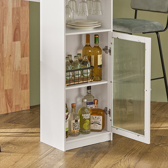Bartafel - Eettafel - Keukentafel - MDF & Rubberhout - Wijnglashouder - Ruime opbergruimte - Eenvoudige montage - 108 cm x 105 cm x 40 cm