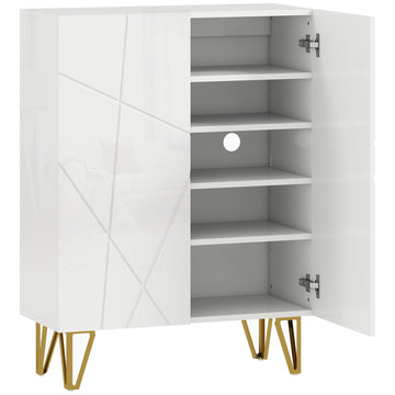 Schoenenkast met 2 deuren en 3 verstelbare planken | Kleur: Wit | Afmetingen: 72x31,5x95 cm