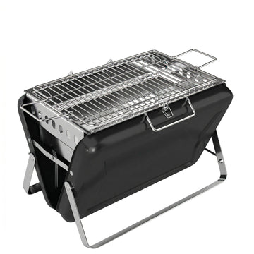Houtskoolgrill BBQ-smoker met inklapbare poten | Kleur: Zwart | Afmetingen: 28x40x25,5 cm