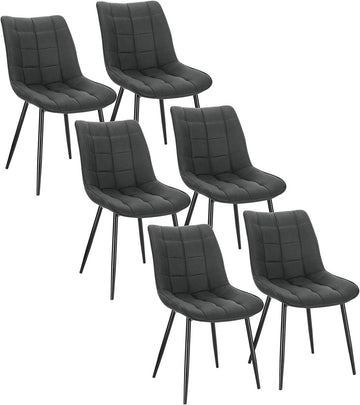 6-delige eetkamerstoelenset met rugleuning en stoffen zitting | 46x40,5x85,5 cm