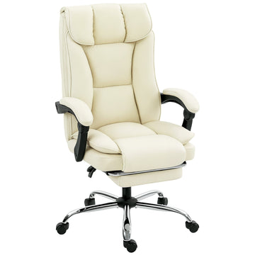 Ergonomische bureaustoel met voetensteun | Kleur: Wit, zwart | Afmetingen: 66x72x113-121 cm