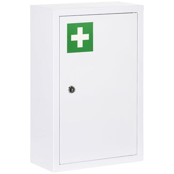Medicijnkast met slot en verwijderbare planken | Kleur: Wit | Afmetingen: 14x30x46 cm
