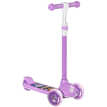 Kinderscooter met LED-wielen - Verstelbare step | Kleur: Paars, Wit | Afmetingen: 29x52x63/76 cm