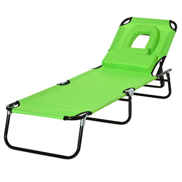 Opvouwbare tuinligstoel met verstelbare rugleuning | Kleur: Groen | Afmetingen: 56x190x28 cm
