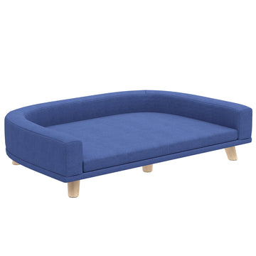 Hondenbank voor grote honden - Hondenbed met kussen | Kleur: Blauw | Afmetingen: 98x67x25 cm