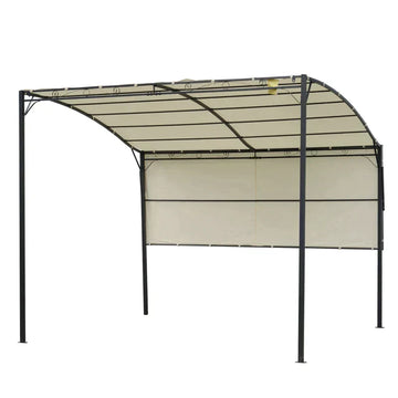 Tuinpergola met uitschuifbare luifel | Kleur: Crèmewit met zwart frame | Afmetingen: 300x250x200-250 cm