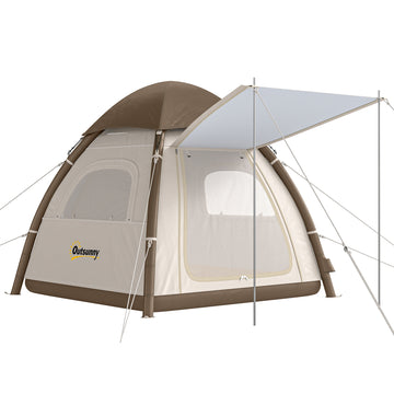 Opblaasbare tent 3 personen met luftpomp | Kleur: Crème wit | Afmetingen: 220x220x200 cm