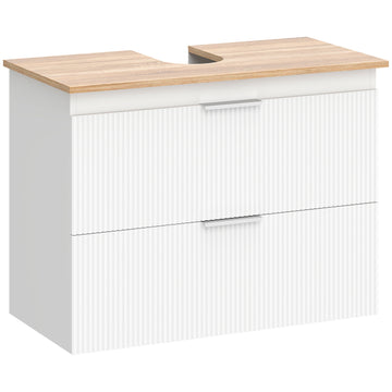 Badkamer wastafelonderkast 80 cm met 2 laden | Kleur: Wit | Afmetingen: 80x40x60 cm