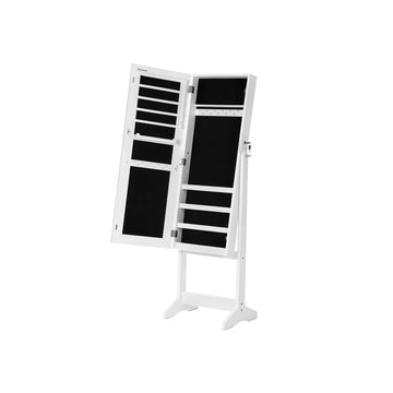 Sieradenkast met spiegel, wit, MDF, 41,1 x 36,5 x 151,5 cm