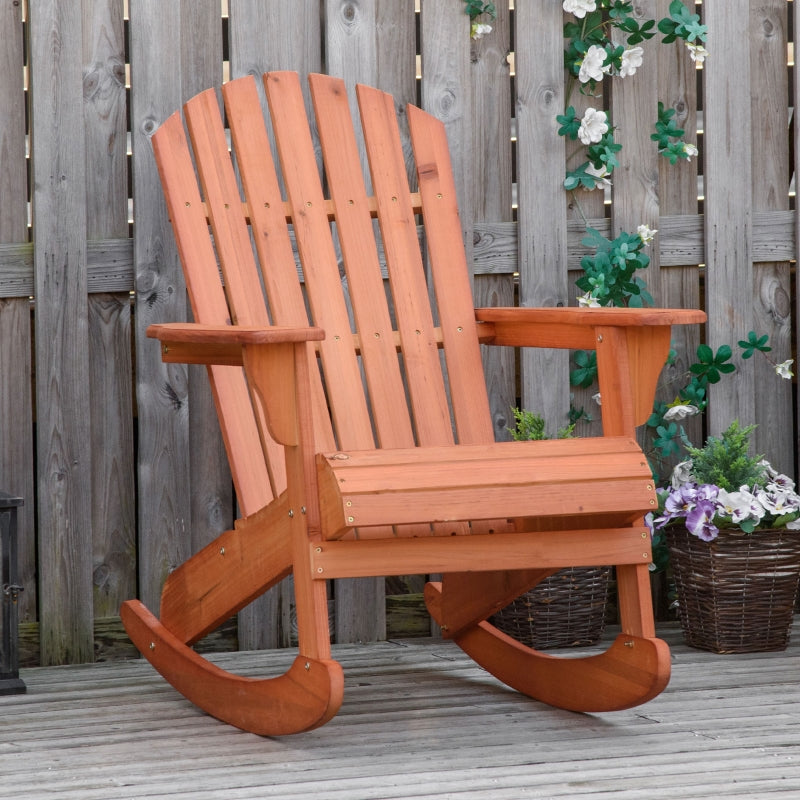 Adirondack schommelstoel - Houten tuinstoel voor buiten | Kleur: Naturel | Afmetingen: 77x94x97 cm