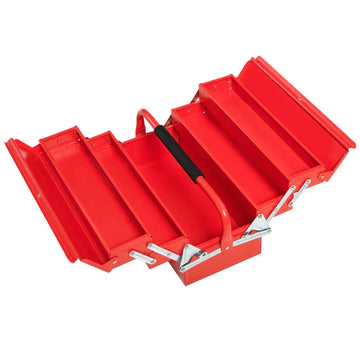 Gereedschapskist met 3 niveaus - staal | Kleur: Rood | Afmetingen: 22.5x45x34.5 cm