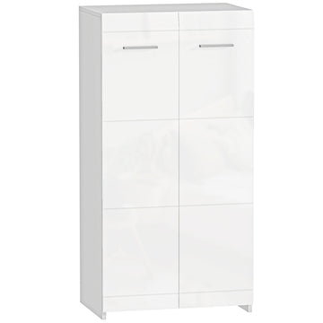 Schoenenkast hoogglans met verstelbare planken | Kleur: Hoogglanswit | Afmetingen: 55x36x108 cm