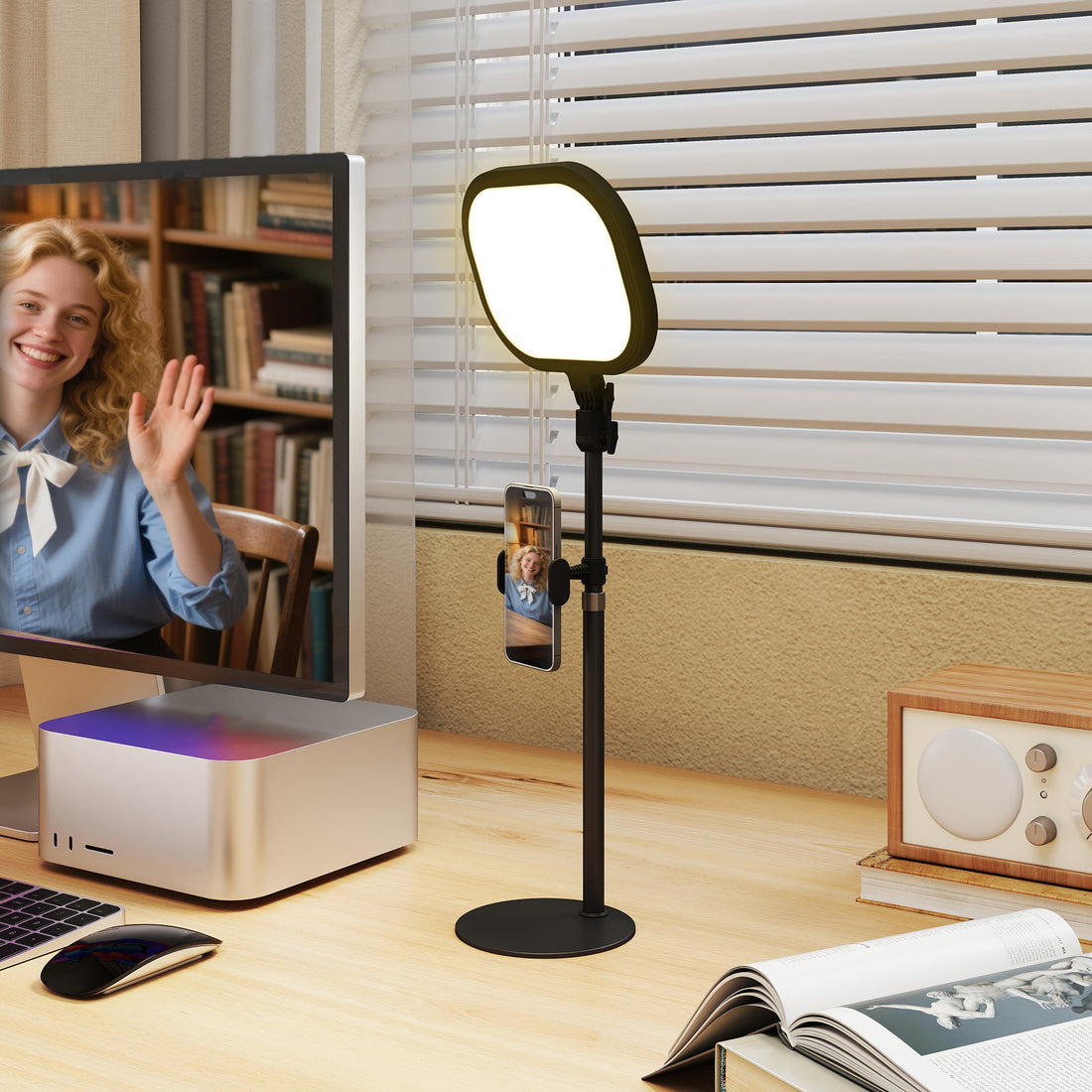 LED-bureaulamp - Dimbare tafellamp met 5 kleuren | Kleur: Zwart | Afmetingen: 23x23x65 cm