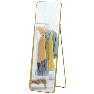Vrijstaande passpiegel - Kantelbaar, goudkleurig metalen frame | Kleur: Goud